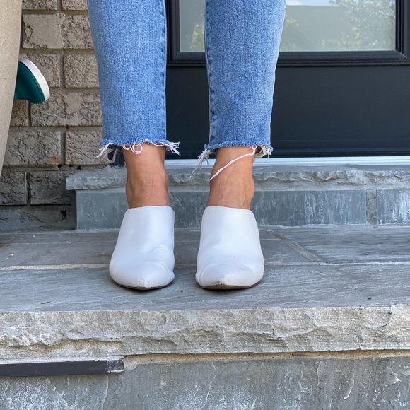 Stuart Weitzman Mira Leather Mules White - Picture 3 of 5